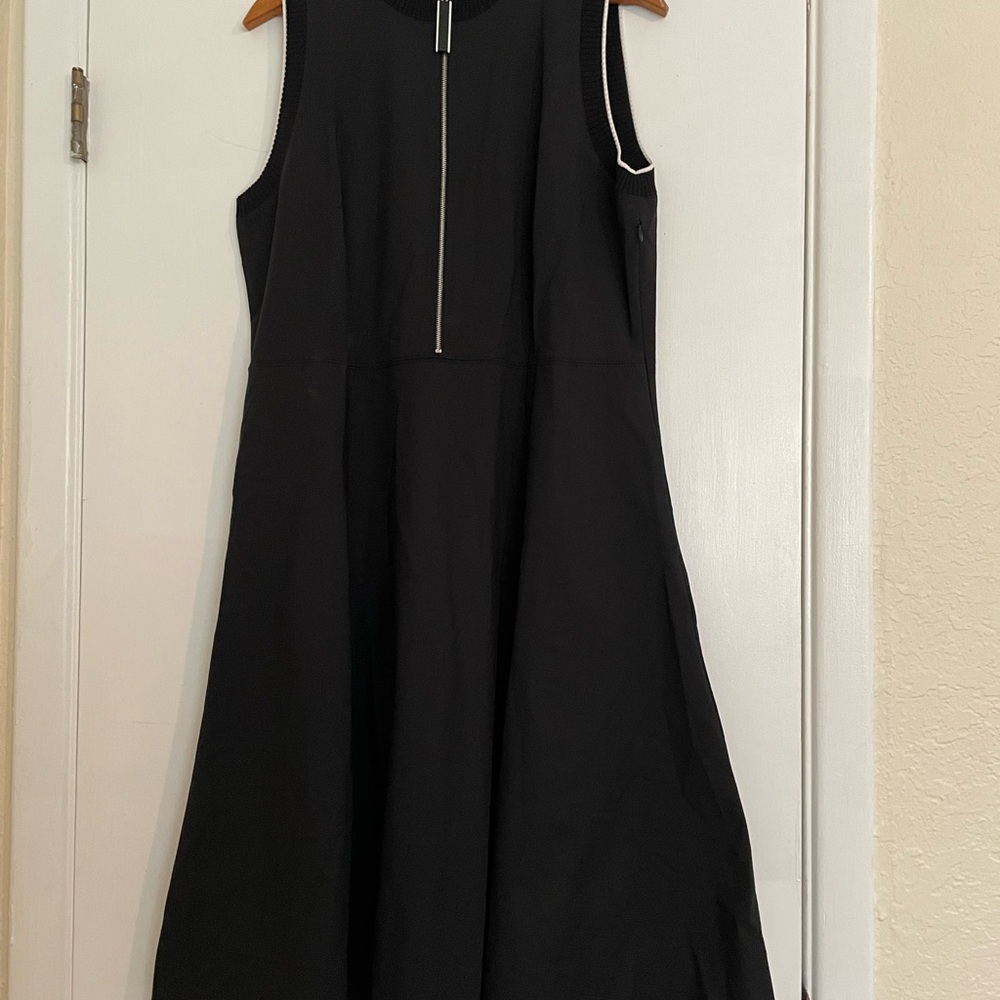 Lafayette 148 New York Black Midi Dress with White Trim